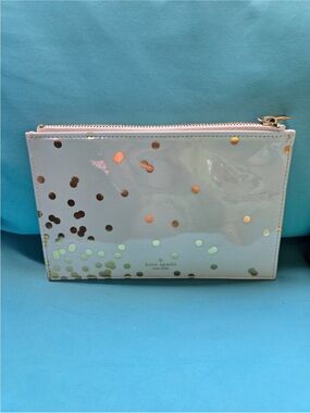 kate spade patent confetti zip pouch